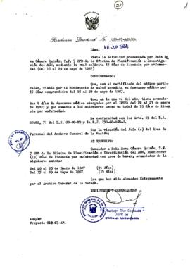 Resolución Directoral N° 28-87-AGN-OA