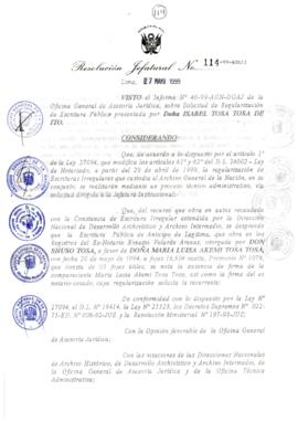 Resolución Jefatural N° 114-1999/AGN/J