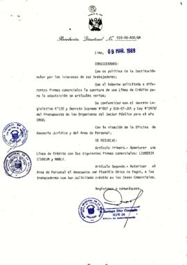 Resolución Directoral N° 018-88-AGN/OA