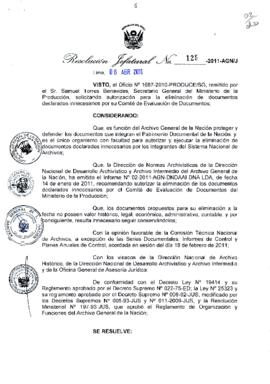 Resolución Jefatural N° 125-2011-AGN/J