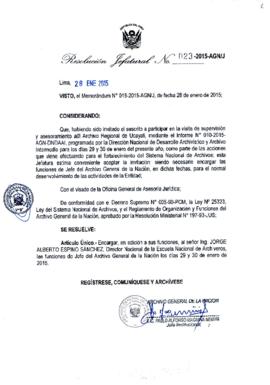 Resolución Jefatural N° 023-2015-AGN/J