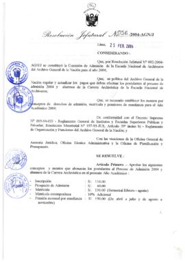 Resolución Jefatural N° 056-2004-AGN/J