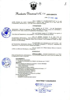 Resolución Directoral N° 031-2005-AGN/OTA