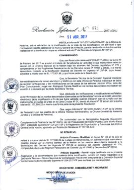 Resolución Jefatural N° 075-2017-AGN/J