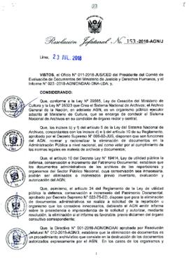 Resolución Jefatural N° 153-2018-AGN/J