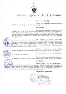 Resolución Jefatural N° 218-1999/AGN/J