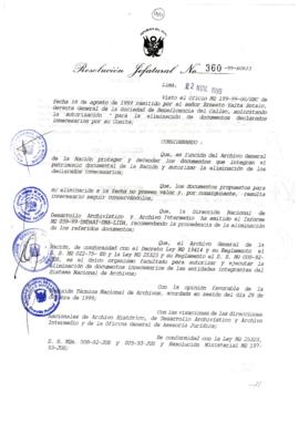 Resolución Jefatural N° 360-1999/AGN/J