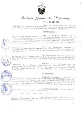 Resolución Jefatural N° 094-1997/AGN/J