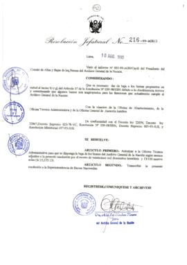 Resolución Jefatural N° 216-1999/AGN/J