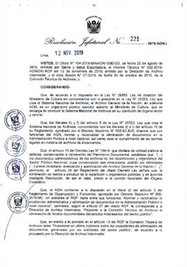 Resolución Jefatural N° 221-2019-AGN/J