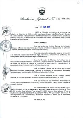 Resolución Jefatural N° 122-2008-AGN/J
