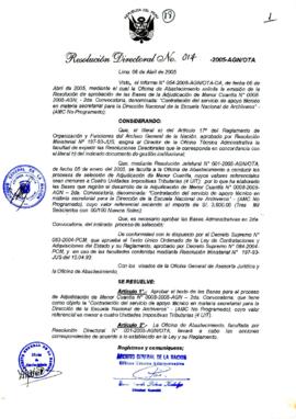 Resolución Directoral N° 017-2005-AGN/OTA