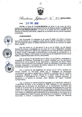 Resolución Jefatural N° 011-2016-AGN/J