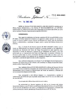 Resolución Jefatural N° 014-2015-AGN/J