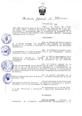 Resolución Jefatural N° 165-1998/AGN/J