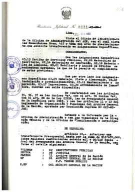 Resolución Jefatural N° 231-1983/AGN/J