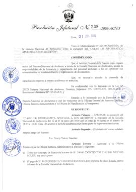 Resolución Jefatural N° 239-2000/AGN/J