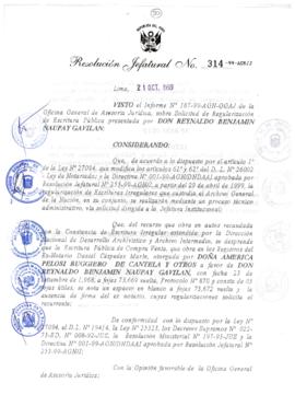 Resolución Jefatural N° 314-1999/AGN/J
