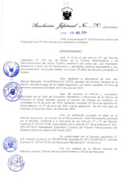 Resolución Jefatural N° 242-2004-AGN/J