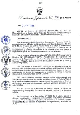 Resolución Jefatural N° 020-2019-AGN/J
