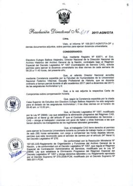 Resolución Directoral N° 017-2017-AGN/OTA