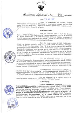 Resolución Jefatural N° 247-2002/AGN/J