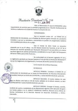Resolución Directoral N° 038-2012-AGN/OTA