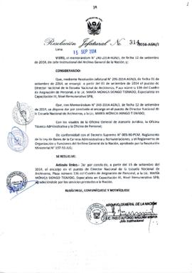 Resolución Jefatural N° 314-2014-AGN/J
