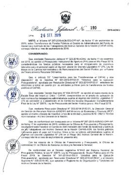 Resolución Jefatural N° 190-2019-AGN/J