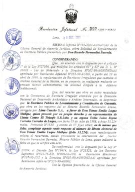 Resolución Jefatural N° 307-2001/AGN/J