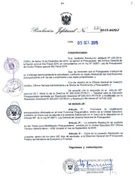 Resolución Jefatural N° 234-2015-AGN/J