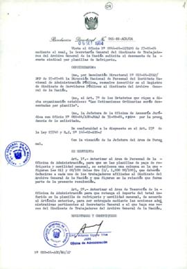 Resolución Directoral N° 65-84-AGN/OA