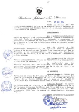 Resolución Jefatural N° 180-1994/AGN/J