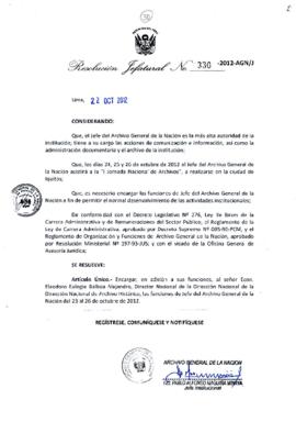 Resolución Jefatural N° 330-2012-AGN/J