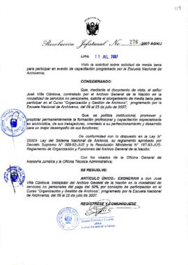 Resolución Jefatural N° 276-2007-AGN/J