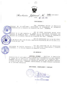 Resolución Jefatural N° 245-2000/AGN/J