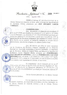 Resolución Jefatural N° 269-1999/AGN/J