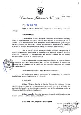 Resolución Jefatural N° 409-2011-AGN/J