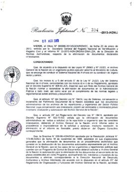 Resolución Jefatural N° 334-2013-AGN/J