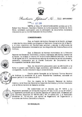 Resolución Jefatural N° 513-2010-AGN/J