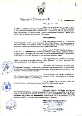 Resolución Directoral N° 017-2001-AGN/OTA
