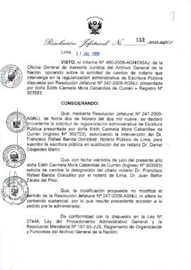 Resolución Jefatural N° 332-2009-AGN/J
