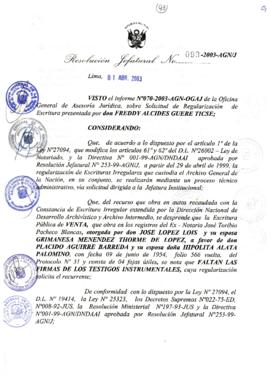 Resolución Jefatural N° 093-2003-AGN/J