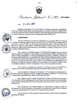 Resolución Jefatural N° 013-2017-AGN/J