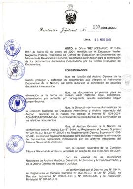Resolución Jefatural N° 137-2004-AGN/J