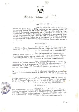 Resolución Jefatural N° 054-1989/AGN/J