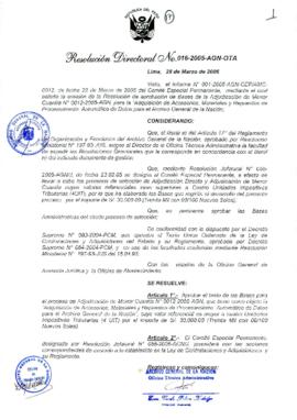 Resolución Directoral N° 016-2005-AGN/OTA