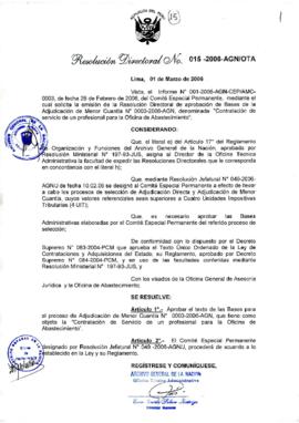 Resolución Directoral N° 015-2006-AGN/OTA