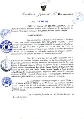Resolución Jefatural N° 111-2006-AGN/J