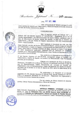 Resolución Jefatural N° 265-2005-AGN/J